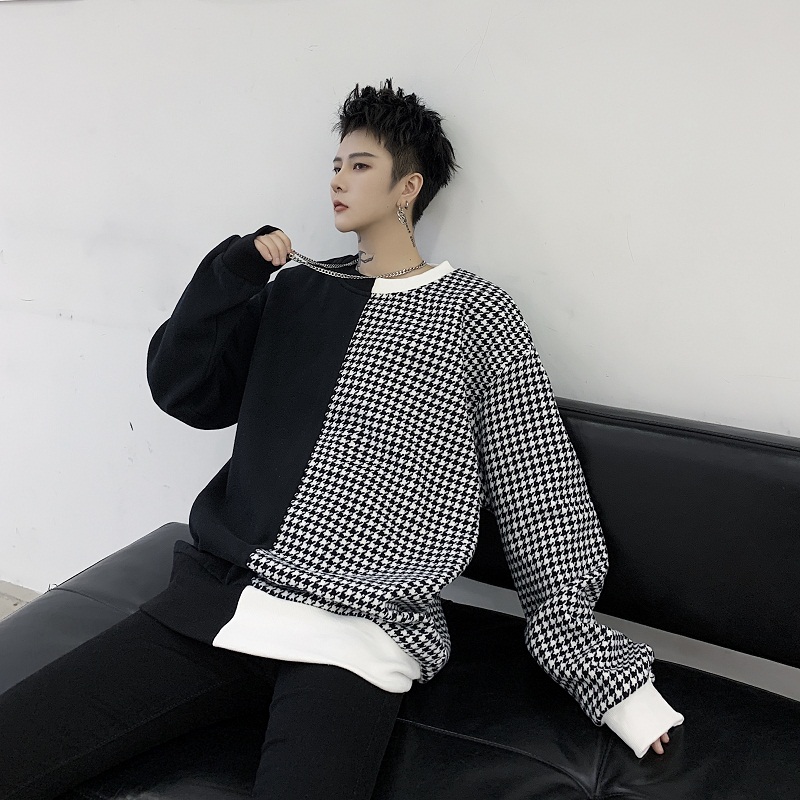 Spring new dark INS personality Houndstooth black-and-white stitching men's loose hip-hop Hoodie jacket, Multi
Spring new dark INS personality Houndstooth black-and-white stitching men's loose hip-hop Hoodie jacket, Multi