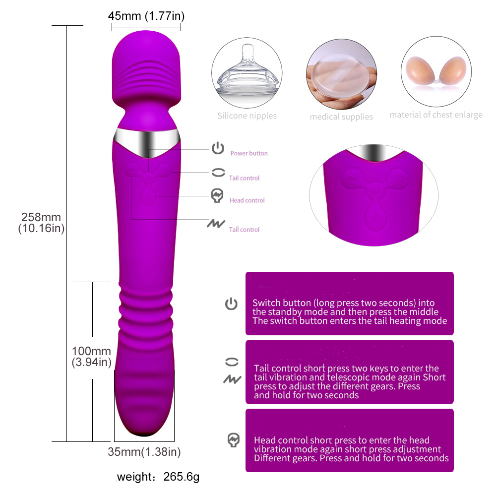 APHRODISIA Massager Magic Wand AV Heating Stretch Dildo G Spot Vibrator for Woman Powerful Adult Sex Toys Personal Clit Sex shop Y200616