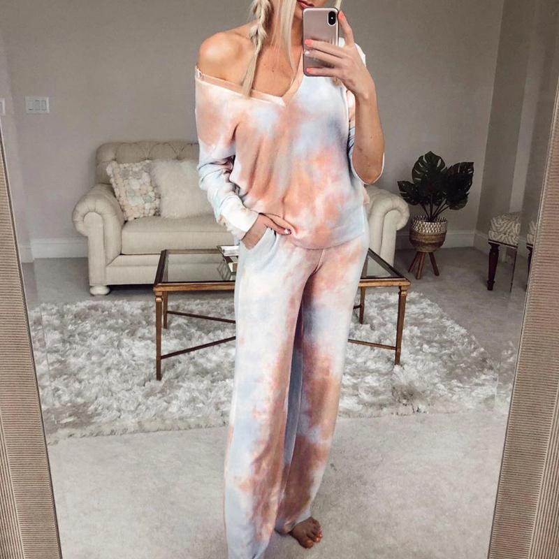 Women Pajamas Sleepwear Tie-dyed Print Sets Lounge Wear Suit Home Tops Pants Pajamas For Women 2020 Summer autumn Set#3, Purple
Women Pajamas Sleepwear Tie-dyed Print Sets Lounge Wear Suit Home Tops Pants Pajamas For Women 2020 Summer autumn Set#3, Purple