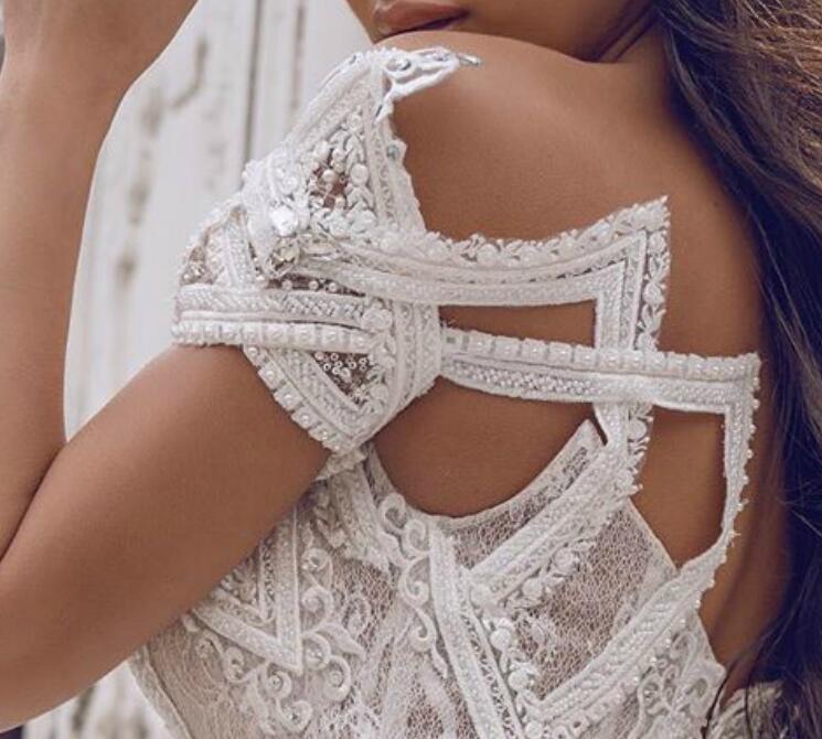 plus size arabic aso ebi luxurious beaded lace wedding dresses mermaid sheer neck bridal dresses vintage wedding gowns zj034