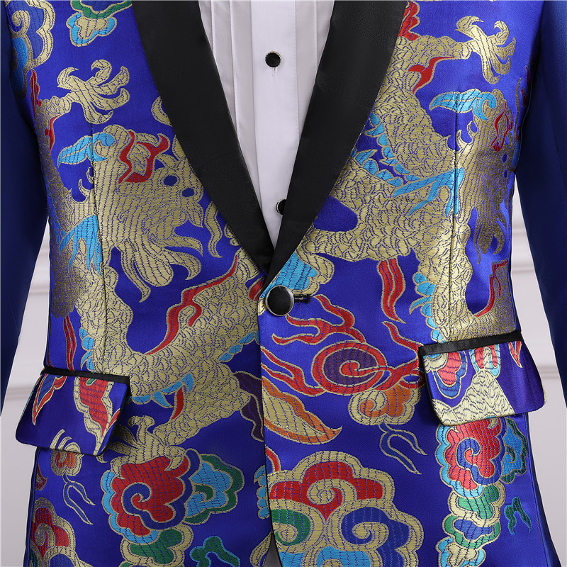 2-Piece New Singer Nightclub Printed Men Suit Host Bar Stage Performance Party Wear Lapel Suit Fit Slim Suit For Man In Stock Free Shipping