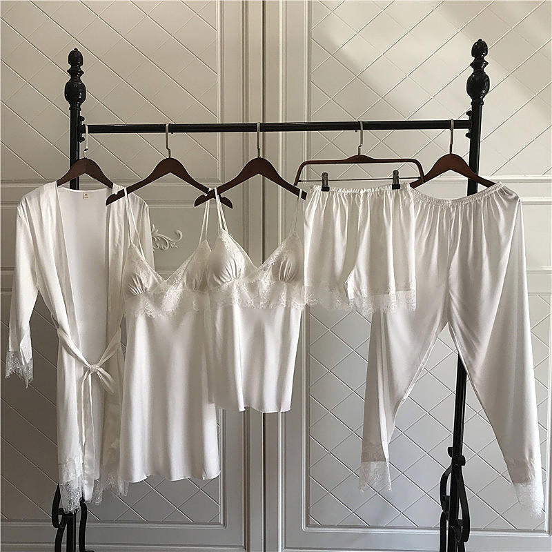 2020 4Pcs Robes Sets Lace Kimono Robe Fashion Bathrobe Sexy Sleepwear Peignoir Wedding Robes Soft Bridesmaid H197, Black
2020 4Pcs Robes Sets Lace Kimono Robe Fashion Bathrobe Sexy Sleepwear Peignoir Wedding Robes Soft Bridesmaid H197, Black