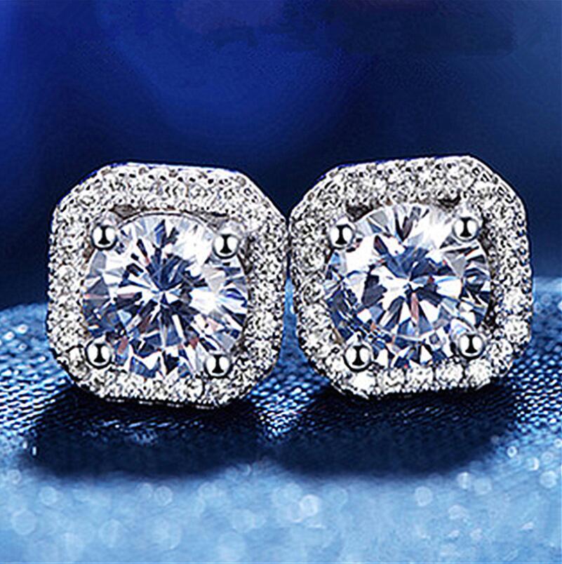 Stunning 2024 Sterg Sier Square Stud Earrings with White Topaz CZ