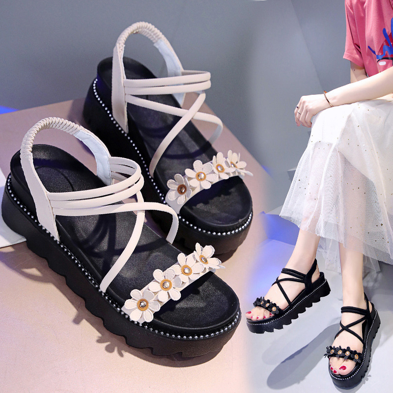 Fairy Wedges flower gladiator sandals women muffins summer elevated shoes woman sandalias floral elastic band platform sandales, Beige
Fairy Wedges flower gladiator sandals women muffins summer elevated shoes woman sandalias floral elastic band platform sandales, Beige