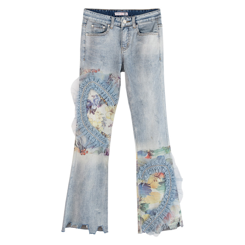 Spring Fall Casual Fashion Womens Stretch Floral Printed Lace Rhinestone Printed Flare Jeans Pants , Denim Trousers for Women, As pic
Spring Fall Casual Fashion Womens Stretch Floral Printed Lace Rhinestone Printed Flare Jeans Pants , Denim Trousers for Women, As pic