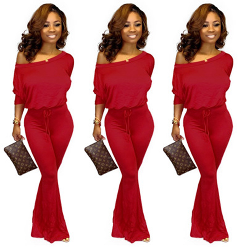 jumpsuit Spot 2023 European spring and summer fashion casual solid color bat sleeve jumpsuit support mixed batch