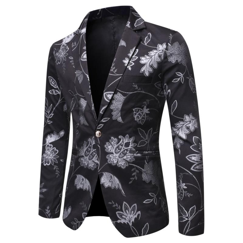 Men Suit Jacket 2020 Spring and Summer Men's Fashion Single-breasted Performance Dress Bronzed with Gold Print Blazer, Black
Men Suit Jacket 2020 Spring and Summer Men's Fashion Single-breasted Performance Dress Bronzed with Gold Print Blazer, Black