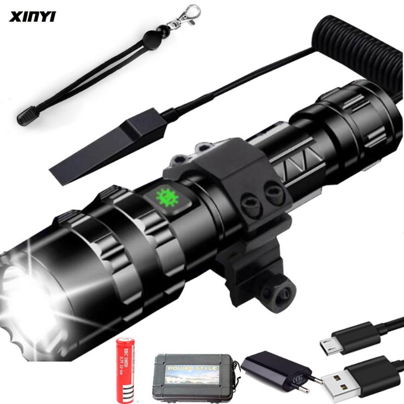 50000Lums LED Tactical Scout light L2 Ultra Bright USB Rechargeable Waterproof Torch Hunting light 5 Modes by 1*18650
50000Lums LED Tactical Scout light L2 Ultra Bright USB Rechargeable Waterproof Torch Hunting light 5 Modes by 1*18650