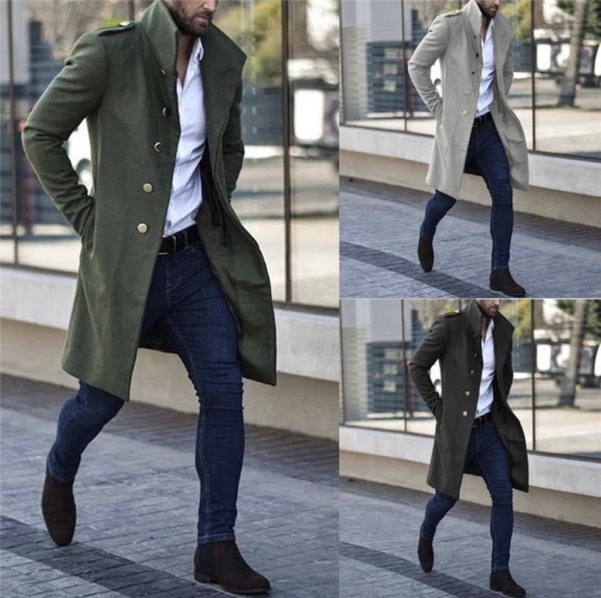 Mens Designer Blends Stand Collar Long Sleeve Single Breasted Long Mens Blends Casual Solid Color Abrigo Hombre, Black
Mens Designer Blends Stand Collar Long Sleeve Single Breasted Long Mens Blends Casual Solid Color Abrigo Hombre, Black