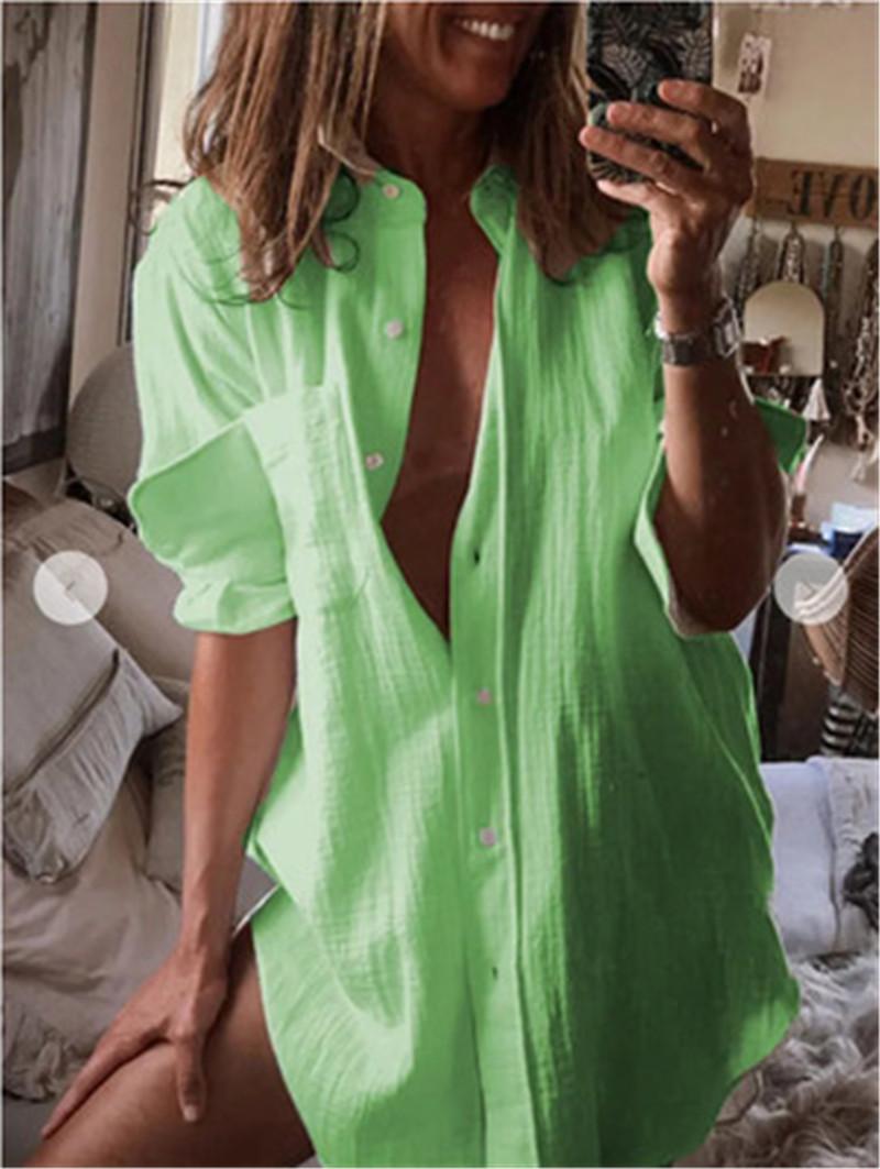 Women Casual Long Sleeve Blouses Fashion Trend Solid Color Lapel Neck Blouse Shirt Designer Female New Loose Sexy Single-breasted Shirt
Women Casual Long Sleeve Blouses Fashion Trend Solid Color Lapel Neck Blouse Shirt Designer Female New Loose Sexy Single-breasted Shirt