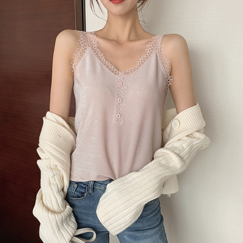 Korean Bright Silk Women Tops Woman Lace Camis Women Sequined Sleeveless Tank Top Woman V Neck Basic Tops Halter Top Plus Size, Pink
Korean Bright Silk Women Tops Woman Lace Camis Women Sequined Sleeveless Tank Top Woman V Neck Basic Tops Halter Top Plus Size, Pink