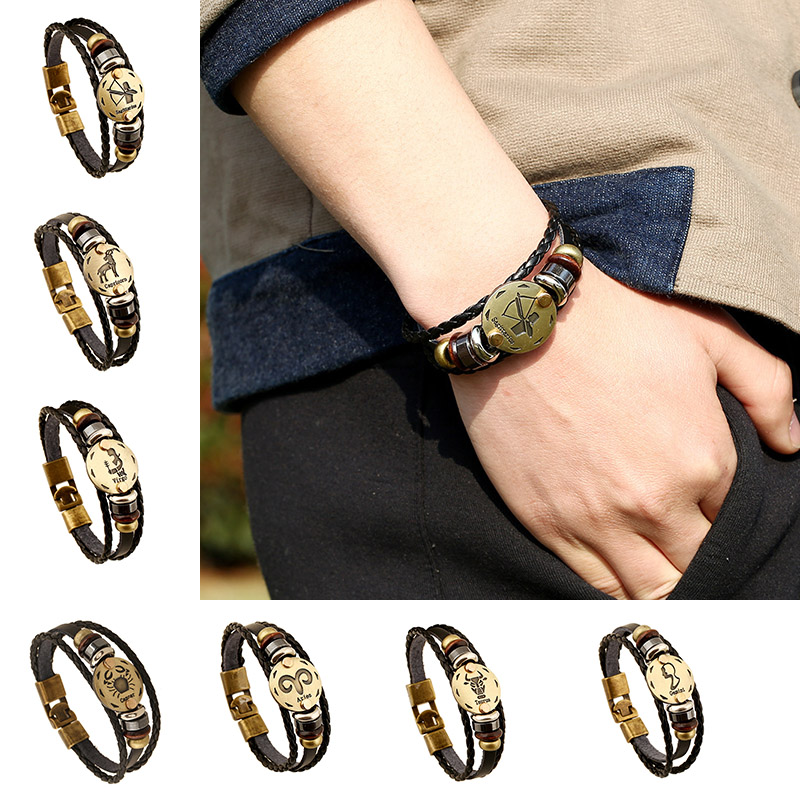 12 constell leather bracelet Bronze coin horoscope sign multilayer wrap bracelets wommen mens bangle cuff hip hop jewelry Punk
12 constell leather bracelet Bronze coin horoscope sign multilayer wrap bracelets wommen mens bangle cuff hip hop jewelry Punk