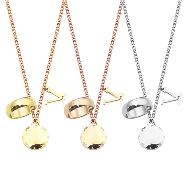 316L Titanium Steel V Letter Double Pendant Necklace Rings Necklace Jewelry for Holiday Gifts, Silver
316L Titanium Steel V Letter Double Pendant Necklace Rings Necklace Jewelry for Holiday Gifts, Silver