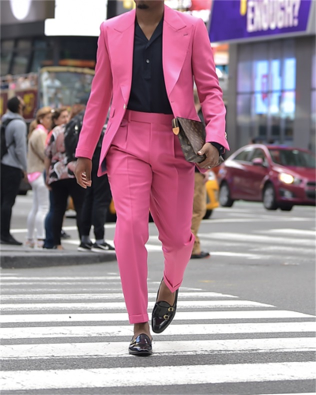 Hot Pink Wedding Tuxedos Fashion Slim Fit Mens Suits Groom Wear For Wedding Party Formal Prom Blazer (Jacket+Pants)
