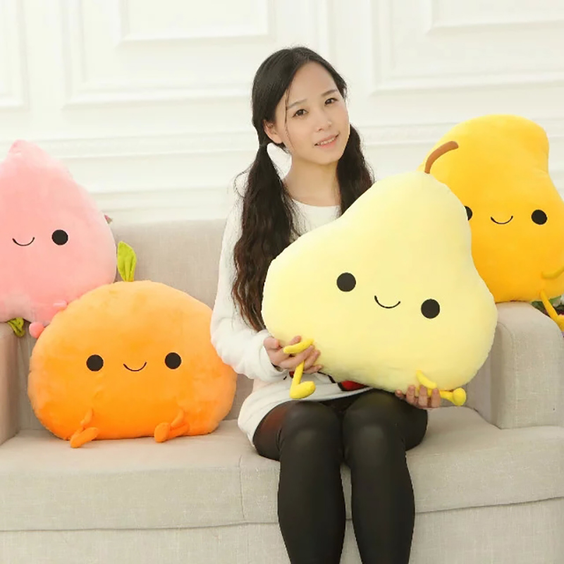 Cuddly Fruits Plush Toy Smile Stuffed Plants Mango Orange Peach Pear Vegetables Decor Props Kids Nursing Pillow MX200716