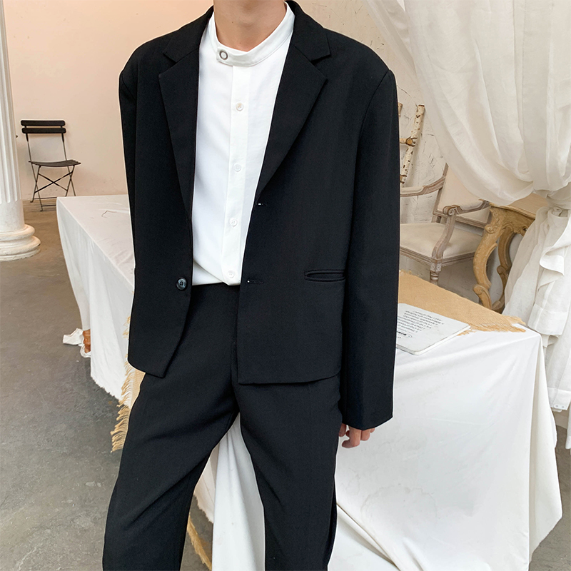 Male Streetwear Fashion Show Blazer Coat Outerwear Trouser Men 2PCS Suits Sets Japan Style Casual Short Suit Jacket Pant, Black
Male Streetwear Fashion Show Blazer Coat Outerwear Trouser Men 2PCS Suits Sets Japan Style Casual Short Suit Jacket Pant, Black