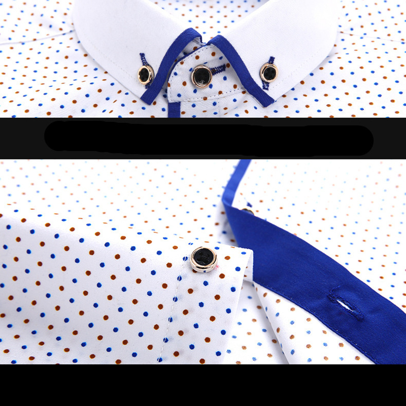 Mens Dress Shirts Designer Casual Slim Fit Long Sleeve Business Shirt Male Dot Print Autumn Formal Cotton Shirts Men New Brand AAA Discount for in-sto