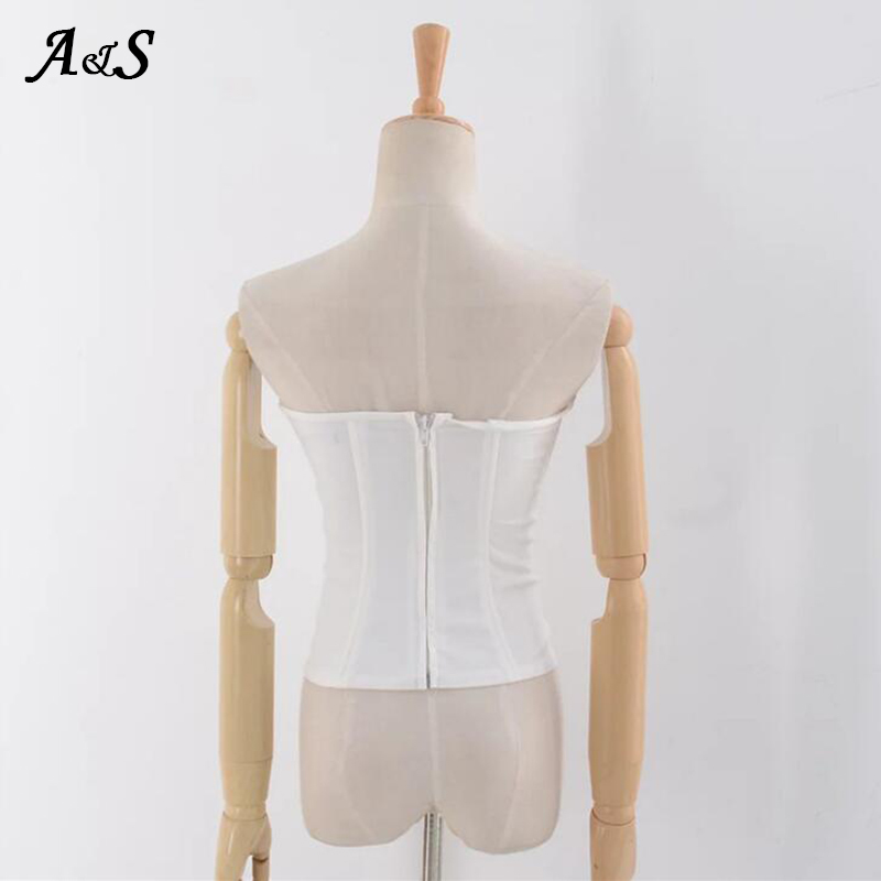 Women Sexy Tops Slim Backless Three-dimensional Clipping Thin Fishbone Female Strapless Party Summer Sleeveless High Quality Tee
