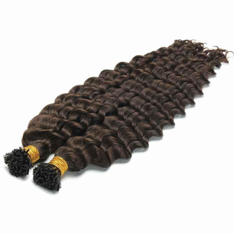 Deep Wave I Tip Virgin Brazilian Human Dark Brown Color Pre Blonded Stick Hair Extensions 100G 1G/Strand