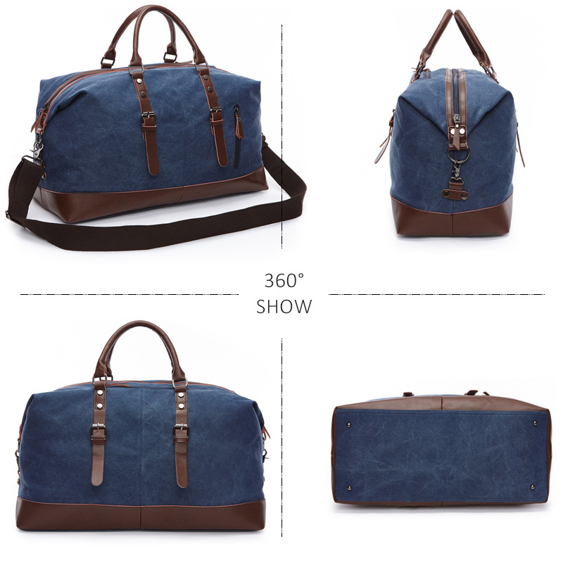 Scione Men Canvas Travel Shoulder Luggage Bags Large Capacity Handbag Business Casual Vintage Leather Simple Tote Bag For Women CX200718