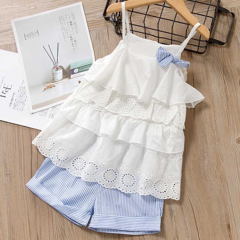 New Summer Striped Girls Sleeveless Set Cute Girl Bow Sling T-shirt Striped Shorts Set 3-7 Years Old Children Clothes, Navy blueap001
New Summer Striped Girls Sleeveless Set Cute Girl Bow Sling T-shirt Striped Shorts Set 3-7 Years Old Children Clothes, Navy blueap001