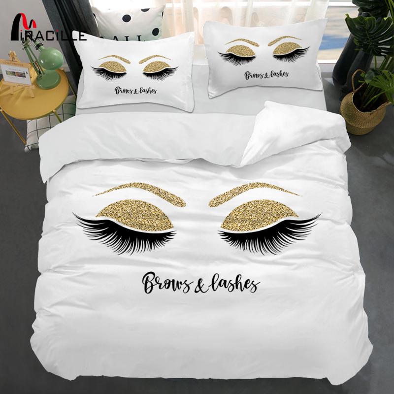 Miracille Eyelash Bed Linen Gold and Black Cute Eyes Pattern Bedding Set Quilt Cover Set 3 Piece Funny Duvet Covers for Home, Htbs0016-9
Miracille Eyelash Bed Linen Gold and Black Cute Eyes Pattern Bedding Set Quilt Cover Set 3 Piece Funny Duvet Covers for Home, Htbs0016-9