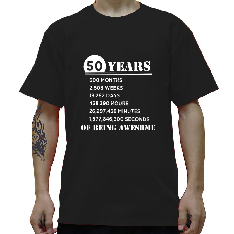 50 Years Old Of Being Awesome 1970 T-Shirt Men 50th Birthday Gifts Novelty Cotton Tees Short Sleeve T Shirt New Arrival Clothes, White
50 Years Old Of Being Awesome 1970 T-Shirt Men 50th Birthday Gifts Novelty Cotton Tees Short Sleeve T Shirt New Arrival Clothes, White