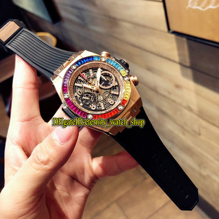 high-end version 411 Rainbow Iced Out Diamonds inlay Bezel Flyback Chrono 1242 Chronograph Automatic Mens Watch Rose Gold Case 4901 Watches, Box
high-end version 411 Rainbow Iced Out Diamonds inlay Bezel Flyback Chrono 1242 Chronograph Automatic Mens Watch Rose Gold Case 4901 Watches, Box