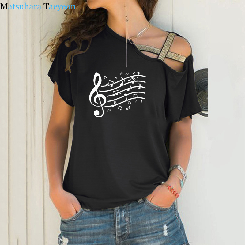 Women T Shirt Music Notes Printing Graphic Tee T-shirt Women Summer Tops Female Harajuku Tshirt Irregular Skew Cross Bandage
Women T Shirt Music Notes Printing Graphic Tee T-shirt Women Summer Tops Female Harajuku Tshirt Irregular Skew Cross Bandage