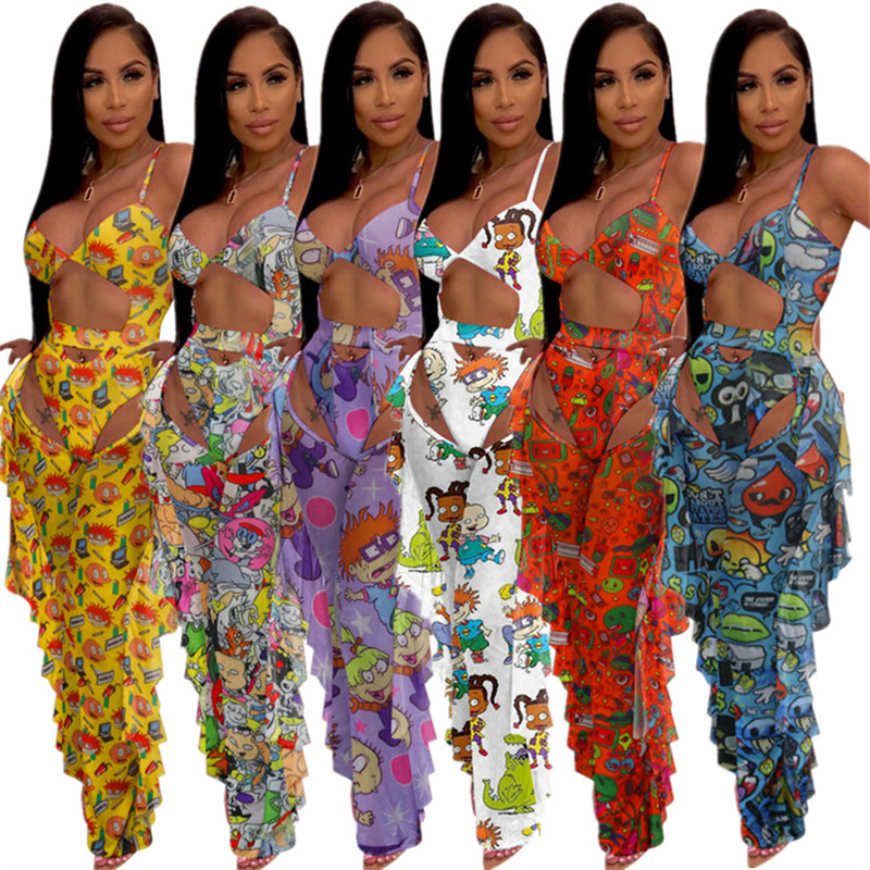 Cartoon Print Women Swimwear Animate Figure See-through Two Piece Outfits Sleeveless Bra Vest + Pants Tracksuit Sexy Girls Swimsuit 6 colors
Cartoon Print Women Swimwear Animate Figure See-through Two Piece Outfits Sleeveless Bra Vest + Pants Tracksuit Sexy Girls Swimsuit 6 colors