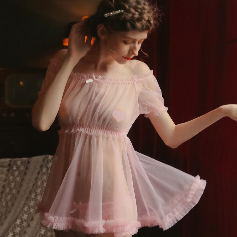 Ultra-thin Gauze Nightgowns Sexy Temptation Lingerie Lolita Kawaii Chiffon Dress Women Lovely Cute Princess Nightdress Sleepwear, Black
Ultra-thin Gauze Nightgowns Sexy Temptation Lingerie Lolita Kawaii Chiffon Dress Women Lovely Cute Princess Nightdress Sleepwear, Black