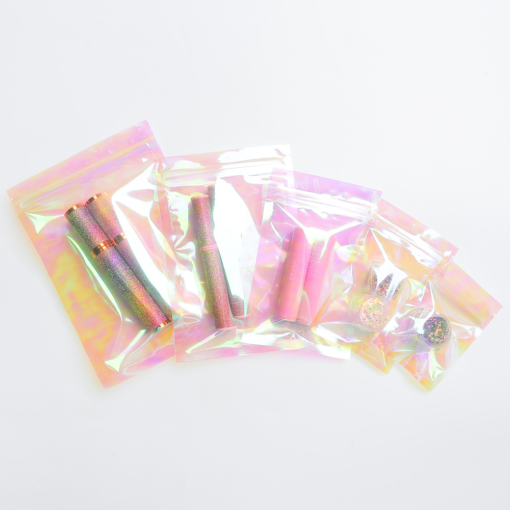 High Quality Assorted Size Plastic Double Sided Glossy Holographic Pink Flat Zip Lock Pouch Bag With Tear Notch
High Quality Assorted Size Plastic Double Sided Glossy Holographic Pink Flat Zip Lock Pouch Bag With Tear Notch