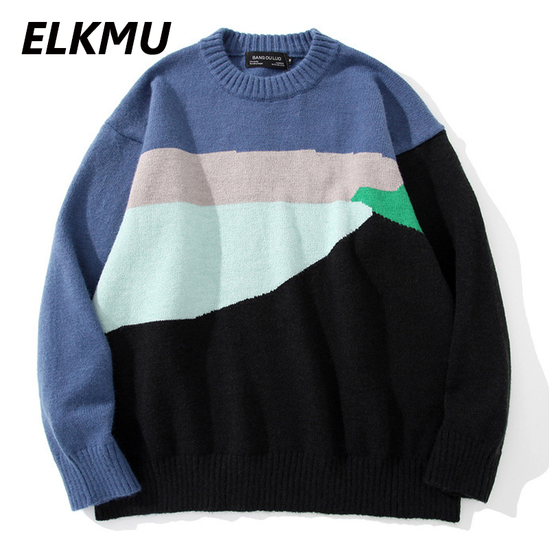 ELKMU Color Patchwork Pullover Knitted Sweaters 2020 Winter Harajuku Casual Knitwear Jumper Hip Hop Streetwear Men Tops WE049, Black
ELKMU Color Patchwork Pullover Knitted Sweaters 2020 Winter Harajuku Casual Knitwear Jumper Hip Hop Streetwear Men Tops WE049, Black