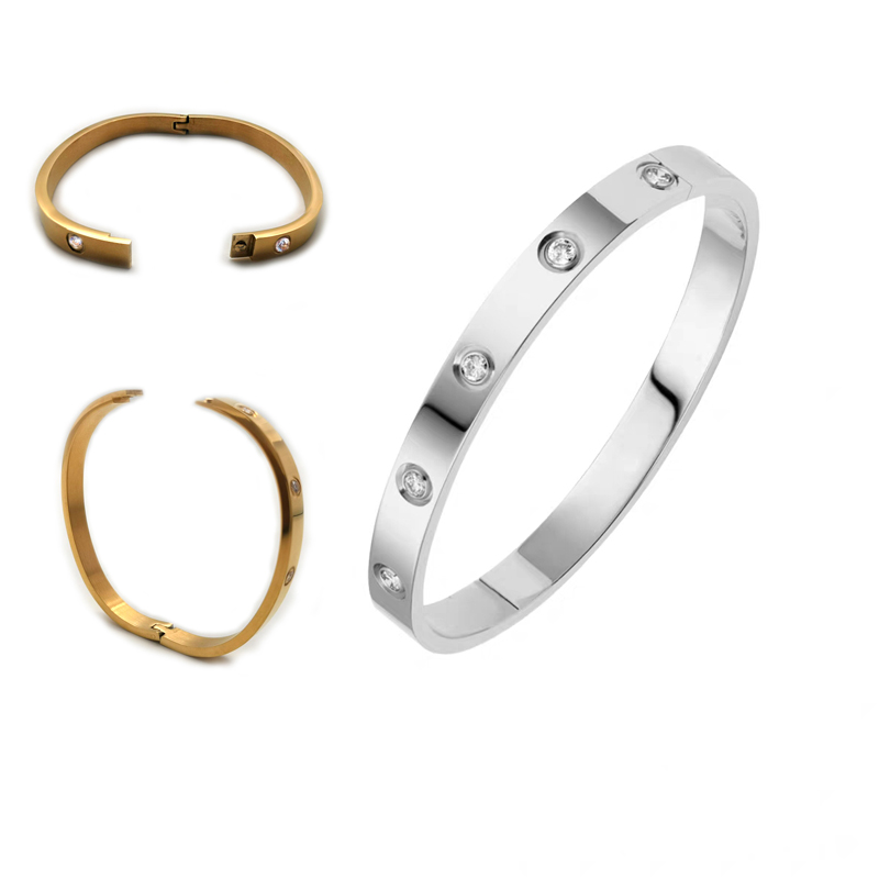 Luxury Designer Jewelry Women Stainless Steel Bracelets Zirconia Rose Gold Bracelet Lady Bangle Love Bracelet Luxe Charm braccialetti
Luxury Designer Jewelry Women Stainless Steel Bracelets Zirconia Rose Gold Bracelet Lady Bangle Love Bracelet Luxe Charm braccialetti
