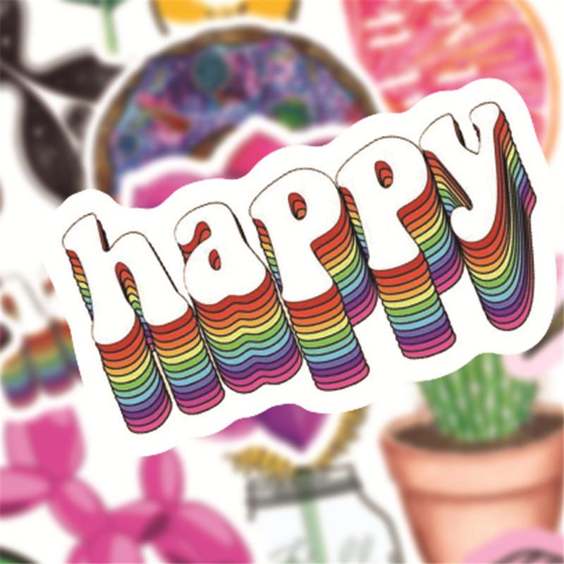 2Sets=100PCS VSCO Cartoon Fresh PVC Waterproof Stickers Trolley Case Notebook Stickers