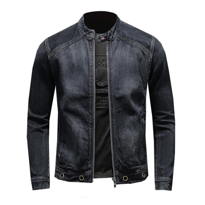 Winter 2020 Denim Jackets Men vintage High Quality Business Casual Stand collar streetwear Jean Jacket Coat Male baseball Coats1