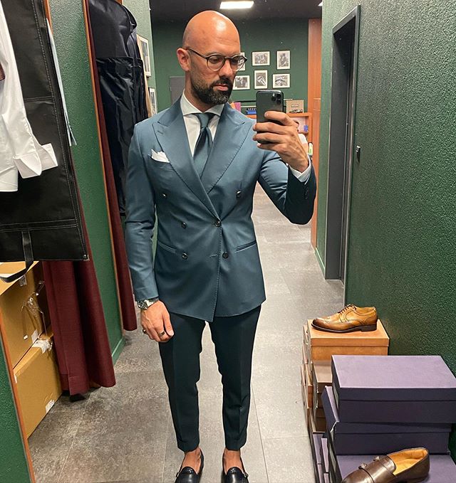 Fashion Double Breasted Mens Wedding Tuxedos Slim Fit Groom Wear Business Party Prom Best Men Blazer Suit(Jacket+Pants)