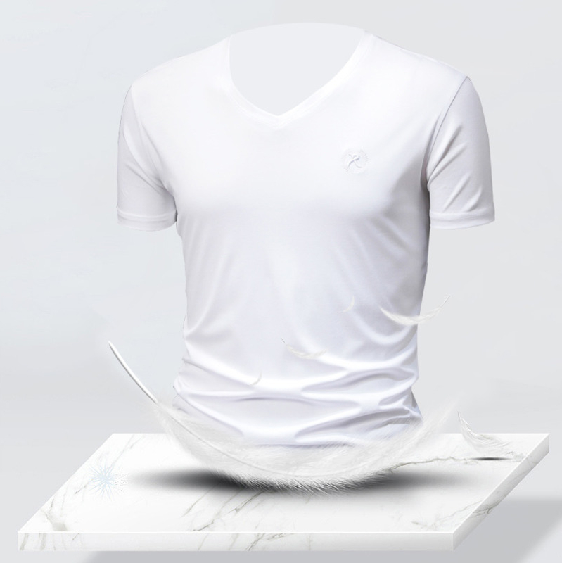 New Mercerized Cotton Short Sleeve T-shirt Men Letter Embroidered Solid Color Ice Silk V-neck Brand Gym Wear White Tshirt Summer, Black
New Mercerized Cotton Short Sleeve T-shirt Men Letter Embroidered Solid Color Ice Silk V-neck Brand Gym Wear White Tshirt Summer, Black