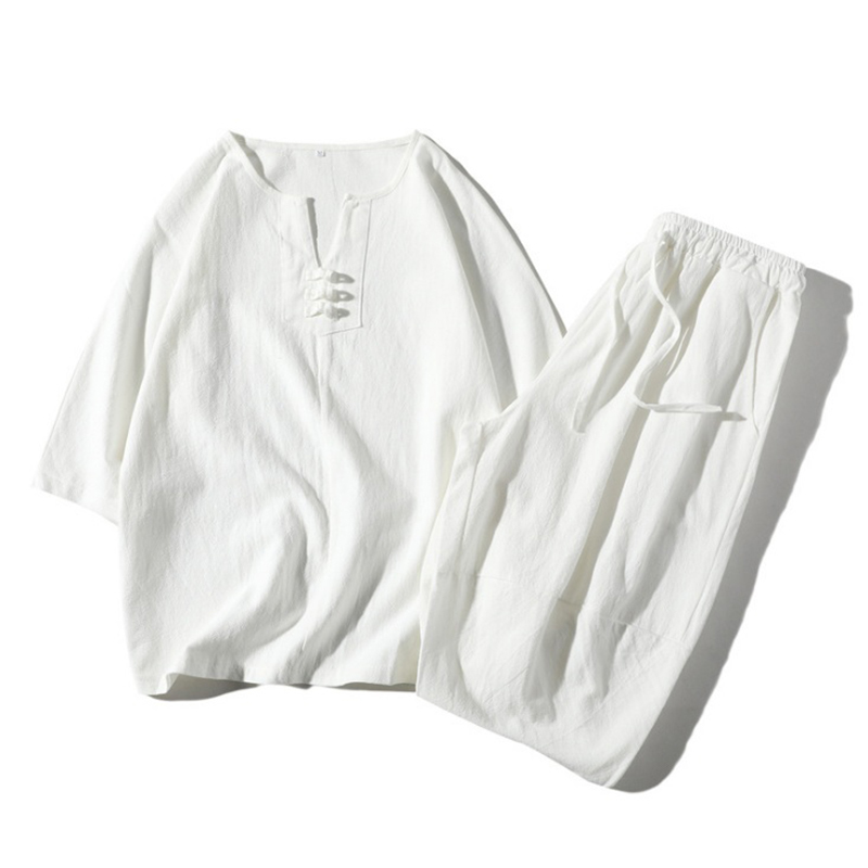 2020 summer men's fashion casual cotton linen shrit + Cropped Trousers pants sets, Black
2020 summer men's fashion casual cotton linen shrit + Cropped Trousers pants sets, Black