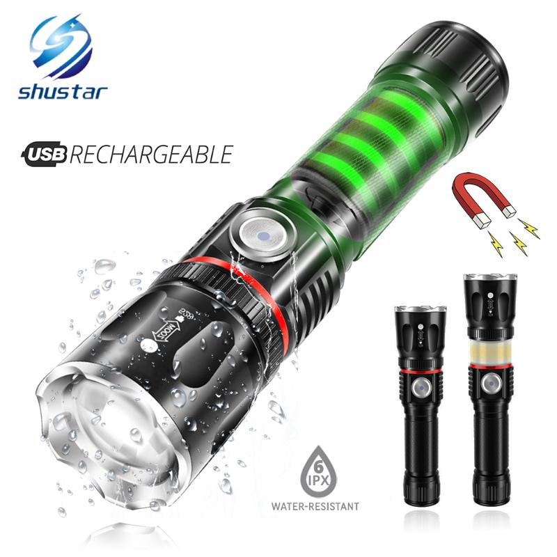 USB Charging High-end LED Surrounding COB lamp + Tail magnet design Support zoom 4 lighting modes Waterproof Torch
USB Charging High-end LED Surrounding COB lamp + Tail magnet design Support zoom 4 lighting modes Waterproof Torch