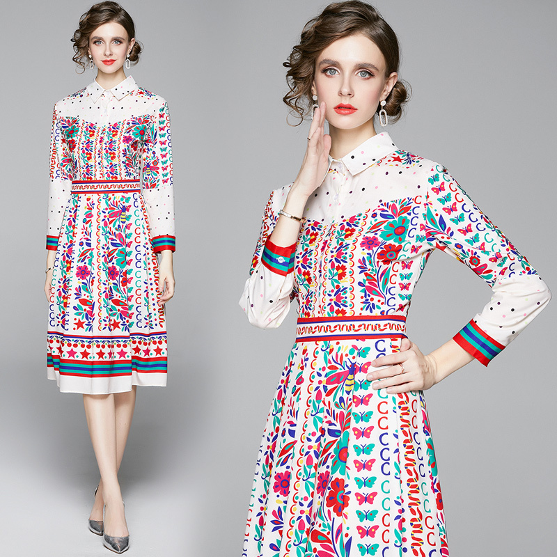 New Spring Summer Fall Runway Vintage Floral Letters Print Collar Long Sleeve Button Front Women Ladies Casual Party Beach A-Line Midi Dress, Multi
New Spring Summer Fall Runway Vintage Floral Letters Print Collar Long Sleeve Button Front Women Ladies Casual Party Beach A-Line Midi Dress, Multi