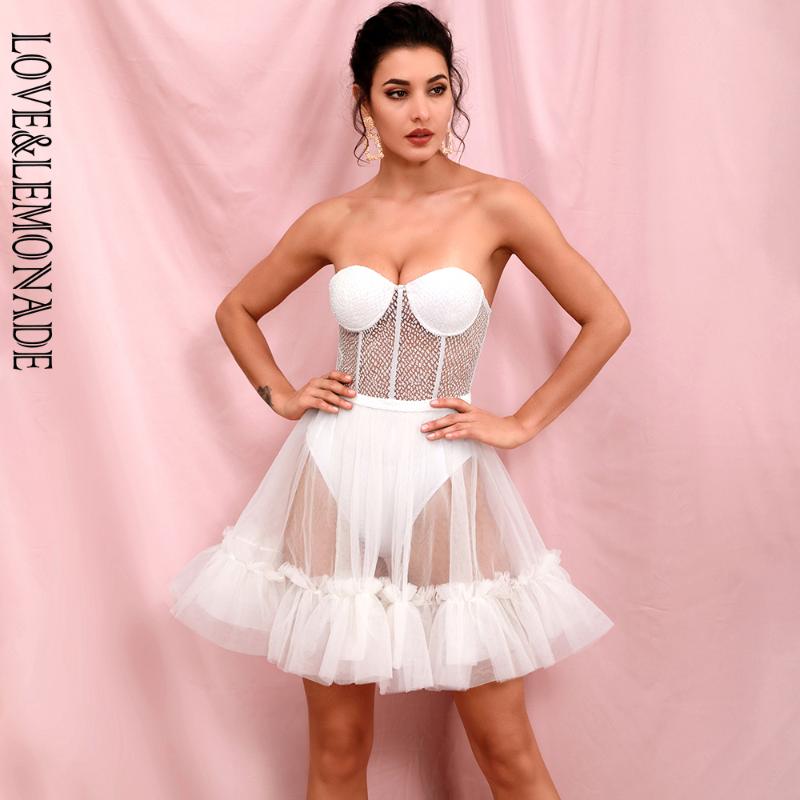 LOVE&LEMONADE White Sexy Tube Top Perspective Mesh Fluffy Shape Glitter Glued Party Mini Dress LM82353
LOVE&LEMONADE White Sexy Tube Top Perspective Mesh Fluffy Shape Glitter Glued Party Mini Dress LM82353