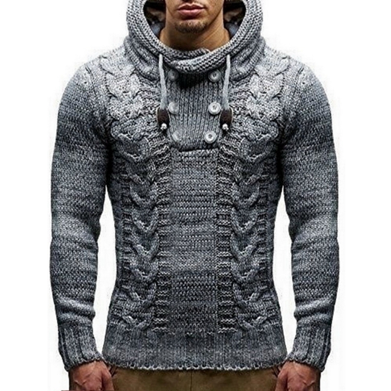 Autumn Winter Men's Hooded Sweaters Male Sweaters Cotton Jumper Man Fashion Casual Gray Wine Slim Mens Sweaters Hombre CX200730