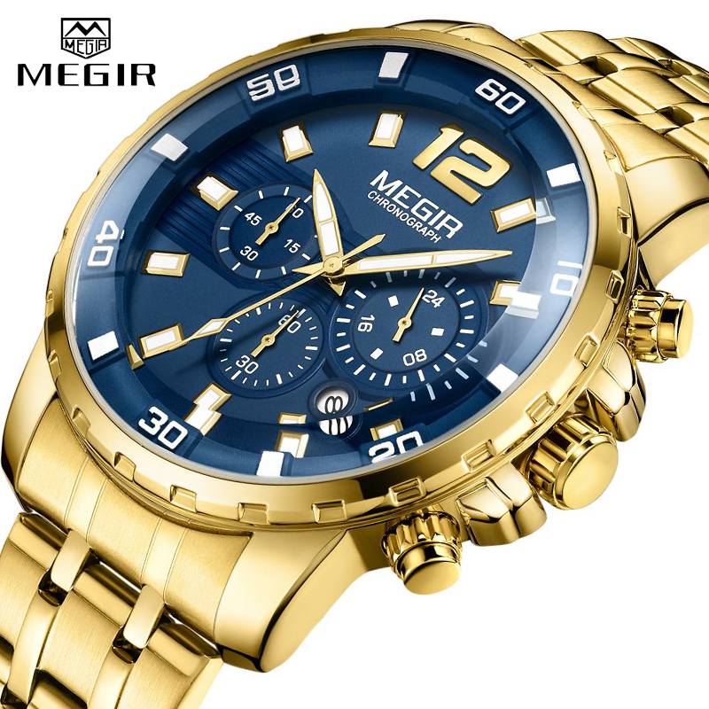 2020 New Men's Watch MEGIR Business Sports Watch Stainless Steel Strap Quartz Watch Men's Waterproof Chronograph, Slivery;brown
2020 New Men's Watch MEGIR Business Sports Watch Stainless Steel Strap Quartz Watch Men's Waterproof Chronograph, Slivery;brown