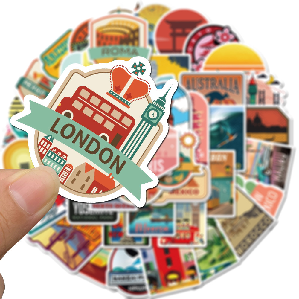 50Pcs Travel City Outdoor Nature landscape Stickers Pack Non-random Car Bike Luggage Sticker Laptop Skateboard Motor Water Bottle Decal