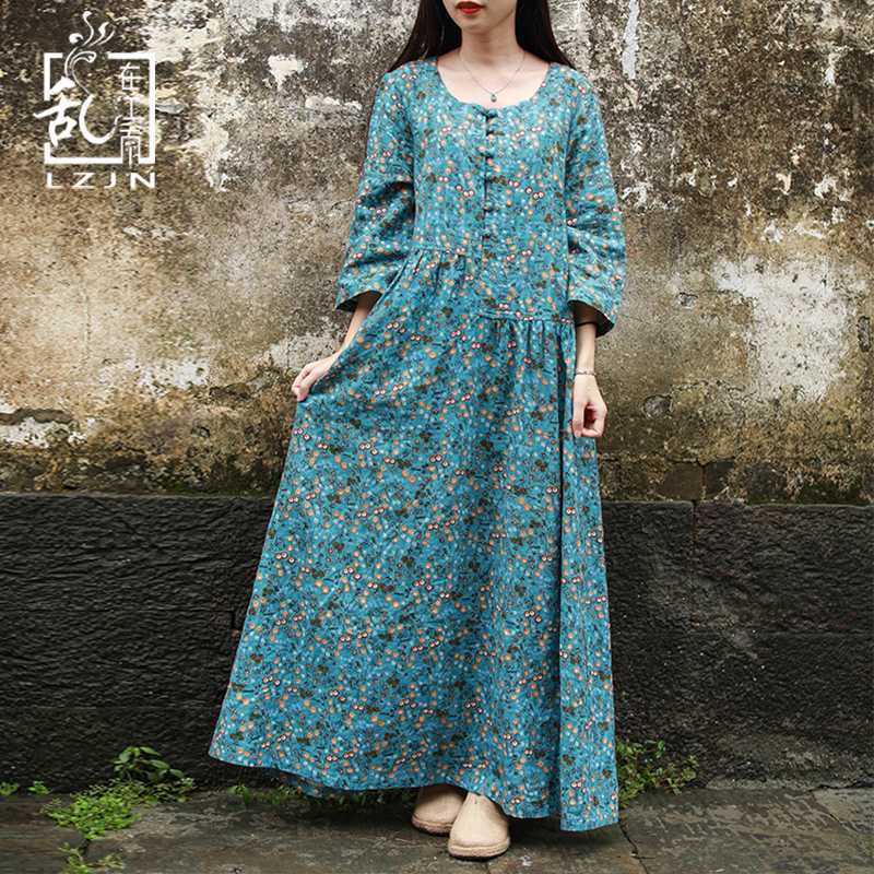 LZJN Long Sleeve Maxi Dress for Women 2020 Spring Autumn Cotton Floral Robe Femme Front Buttons Long Shirt Dress with Pockets, Blue
LZJN Long Sleeve Maxi Dress for Women 2020 Spring Autumn Cotton Floral Robe Femme Front Buttons Long Shirt Dress with Pockets, Blue