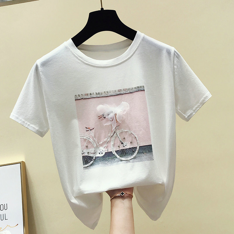 BOBOKATEER Fashion T-shirt Female Summer Tops Kawaii Pink Tee Shirt Femme White T shirt Women Clothes 2019 New Camisas Mujer CX200713