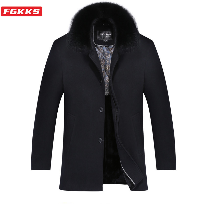 FGKKS Winter Brand Men Wool Blend Coats Men's High Quality Fashion Wool Overcoat Thick Warm Fur Collar Coat Male, Black
FGKKS Winter Brand Men Wool Blend Coats Men's High Quality Fashion Wool Overcoat Thick Warm Fur Collar Coat Male, Black