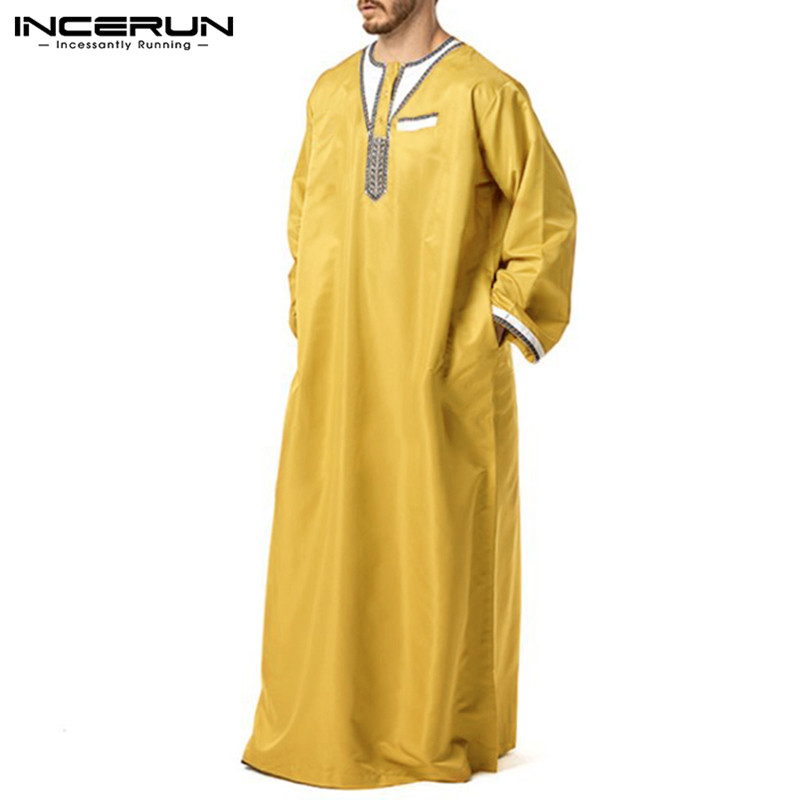 INCERUN Muslim Kaftan Men Long Sleeve Patchwork Middle East Fashion Round Neck Robes Islamic Arabic Dubai Abaya Men Jubba Thobe
INCERUN Muslim Kaftan Men Long Sleeve Patchwork Middle East Fashion Round Neck Robes Islamic Arabic Dubai Abaya Men Jubba Thobe