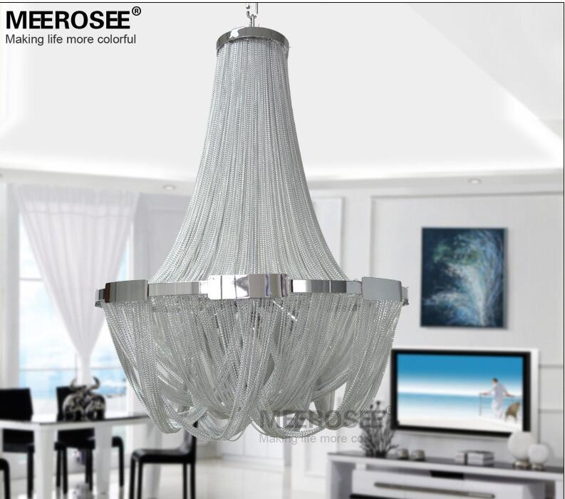 Modern Silver French Aluminum Chain Chandelier Light Fixture Empire Vintage Hanging Lustre Chain Pendant Lamp Drop Light for Hotel
Modern Silver French Aluminum Chain Chandelier Light Fixture Empire Vintage Hanging Lustre Chain Pendant Lamp Drop Light for Hotel